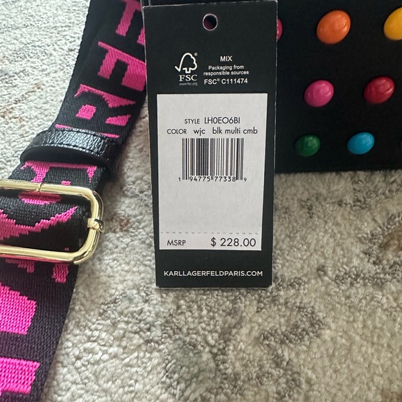 Karl Lagerfeld Black Crossbody Bag with Vibrant Studs - Picture 4 of 7